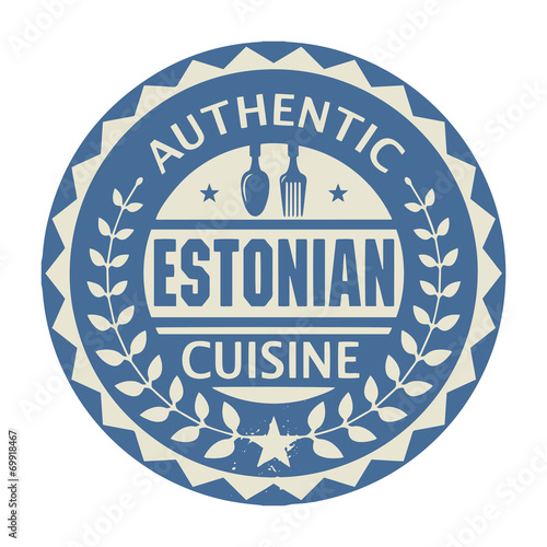 Abstract stamp or label with the text Authentic Estonian Cuisine