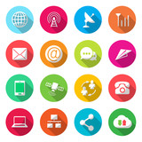Communications colorful Icons Vector poster