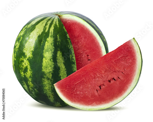 Big watermelon and slice isolated on white background © kovaleva_ka