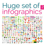 Huge mega set of infographic templates poster