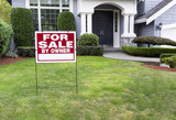 Modern Home for Sale with sign in front yard poster