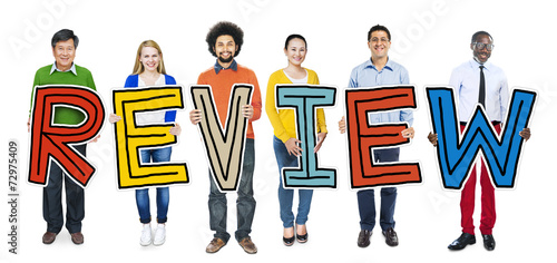 DIverse People Holding Text Review