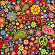 Wallpaper with hippie symbolic