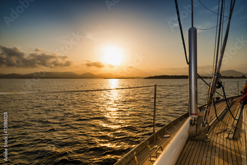 sunset on the sea from the sail boat