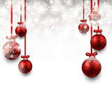 Background with red christmas balls. poster