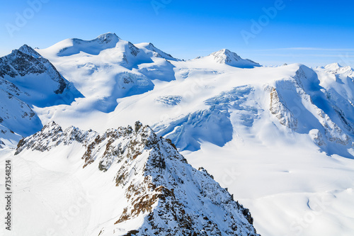 Lacobel Mountains covered with snow in ski resort of Pitztal, Austria