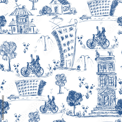 modele-sans-couture-de-ville-de-doodle