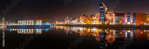 Lacobel Panorama of Gdansk old town with reflection in Motlawa river