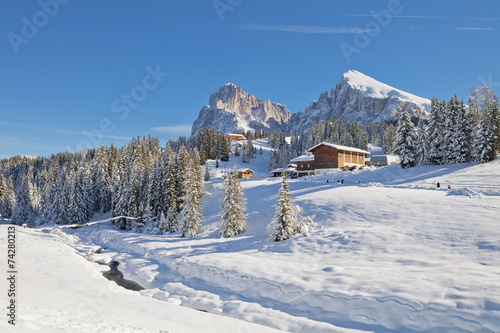 Fototapeta Dolomites mountain in winter