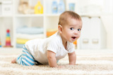 crawling baby boy indoors poster
