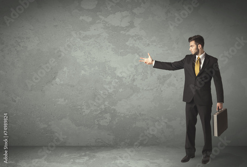 Business person throwing with empty copyspace