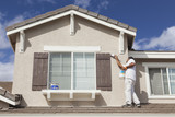 House Painter Painting the Trim And Shutters of Home poster