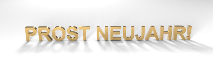 Illustration : Prost Neujahr Gold 3D