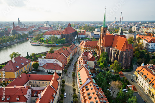 Fototapeta Ostrow Tumski from cathedral tower, Wroclaw, Poland