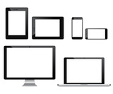 High quality set of modern technology devices poster