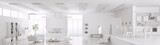 Interior of modern white apartment panorama 3d render