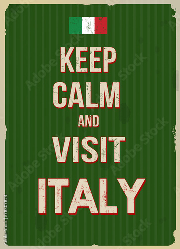  Keep calm and visit Italy retro poster