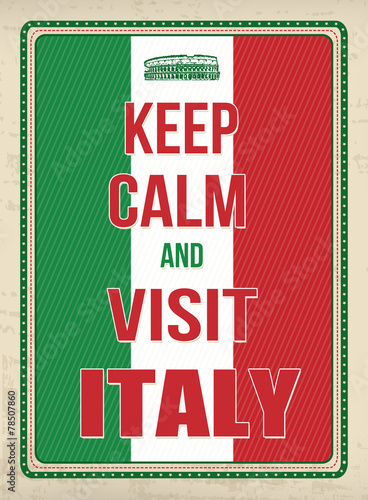 Fototapeta Keep calm and visit Italy retro poster