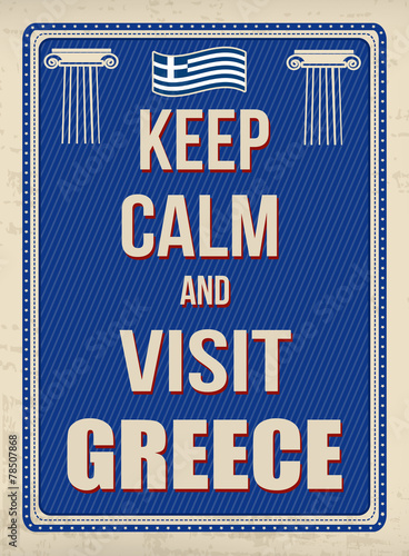 Fototapeta Keep calm and visit Greece retro poster