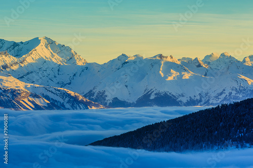 Fototapeta Thyon 4 Valleys, Swiss Alps - sunrise