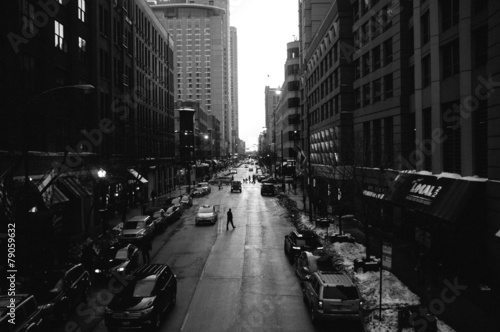 Black and White Chicago Streets Poster