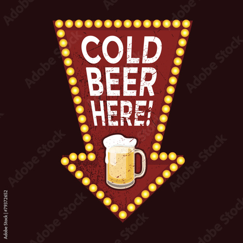 Fototapeta Vintage metal sign Cold Beer Here