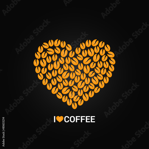  coffee beans love concept background