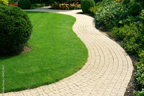 Beautiful lawn and path