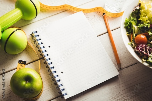 Notepad with indicators of healthy lifestyle" Stock photo and royalty ...