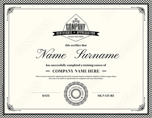 Certificate Templates Ai Retro Frame Certificate Of Appreciation Template