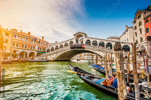 Poszter Canal Grande with Rialto Bridge at sunset, Venice, Italy
