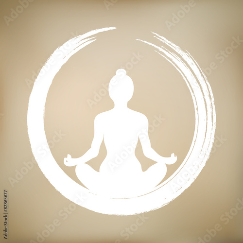 Zdjęcia Vector Woman Doing Yoga with Zen Circle