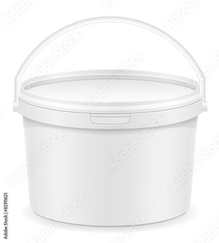 white plastic bucket for paint vector illustration