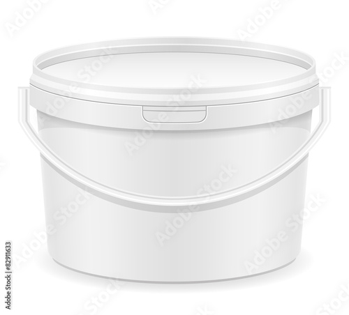 white plastic bucket for paint vector illustration