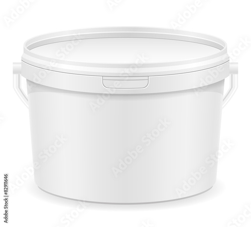 white plastic bucket for paint vector illustration