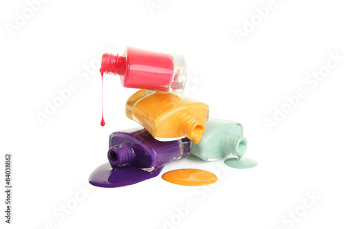 Zdjęcia Colorful nail polish isolated on white
