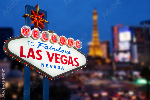 LAS VEGAS - MAY 12 : Welcome to fabulous Las Vegas neon sign wit