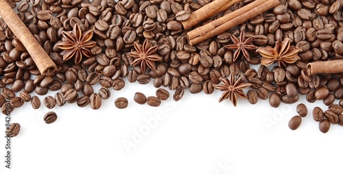 kawowe-fasole-przy-wierzcholkiem-z-anyzem-i-cynamonem-na-bielu