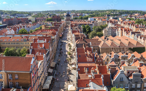  Gdańsk, widok ulicy Długiej w kierunku Złotej Bramy I Wieży Więziennej