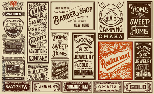  mega pack old advertisement designs and labels - Vintage illustr