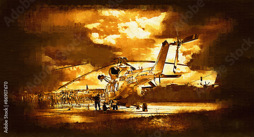 Fototapeta Military helicopter painting
