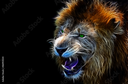 Obraz na płótnie Fractal digital fantasy art of a lion on a isolated background
