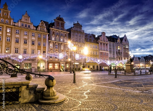 Lacobel Wroclaw at night, Poland