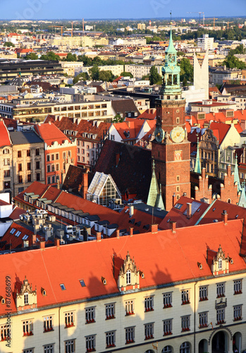 Fototapeta Poland. Wroclaw. Top view of the historic architecture of the old town.