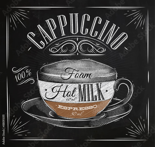 Zdjęcia Poster cappuccino chalk