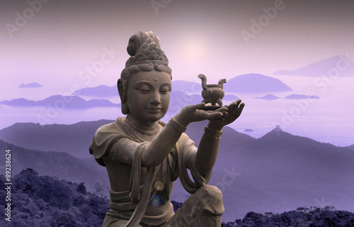 Poster Buddha-Statue in Po-Lin-Kloster - Lantau Island.