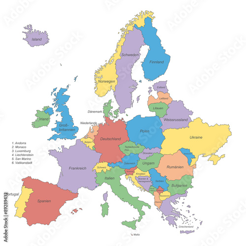 mapa-polityczna-europy-oznaczone-wektor