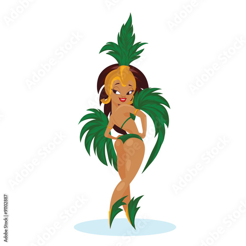 artist attractive burlesque cabaret carnival cartoon chibi curvy cute dancer girl. female illustration performer samba silhouette vector woman young