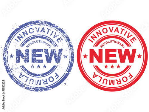 Grunge rubber stamp with inscription revolutionary new innovative formula