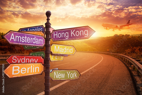fantastic sunset and Directional Signs